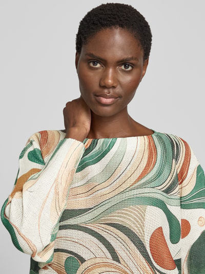 Apricot Strickpullover aus Viskose-Mix im Allover-Look Gruen 3