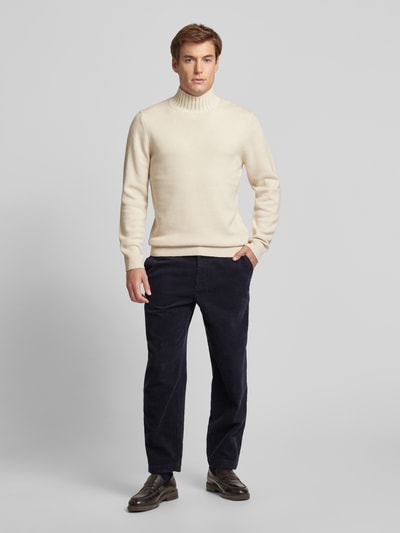 Profuomo Gebreide pullover met ribboorden Offwhite - 1