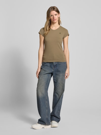 G-Star Raw T-Shirt mit Label-Stitching Modell 'Eyben' Khaki 1