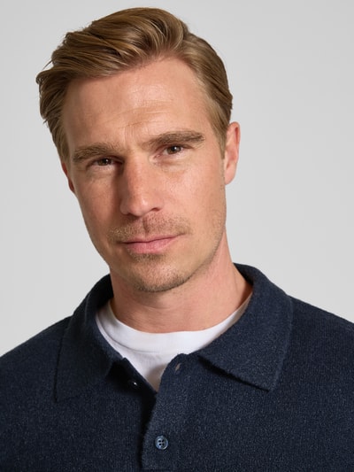 Forét Regular Fit Poloshirt aus Woll-Mix mit Knopfleiste Dunkelblau 3