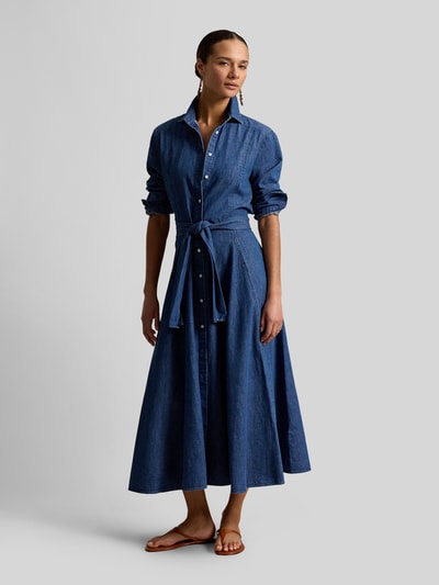 Polo Ralph Lauren Tailliertes Freizeitkleid in Denim-Optik Jeansblau 4