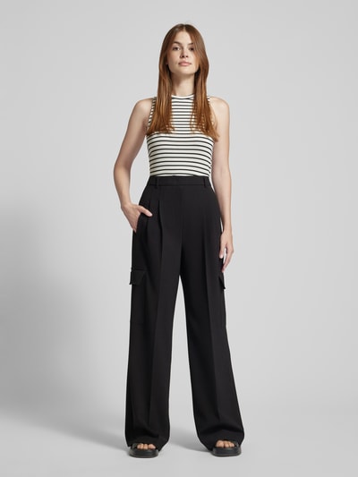 SEDUCTIVE Wide leg stoffen broek met bandplooien, model 'Frankie' Zwart - 1