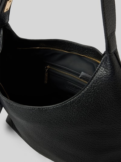 Productfoto, zwarte schoudertas met logodetail, structuurlederlook, binnenzak met rits, Umhängetasche mit Logo-Detail model 'NORTHA RE' van Valentino Bags, Dames