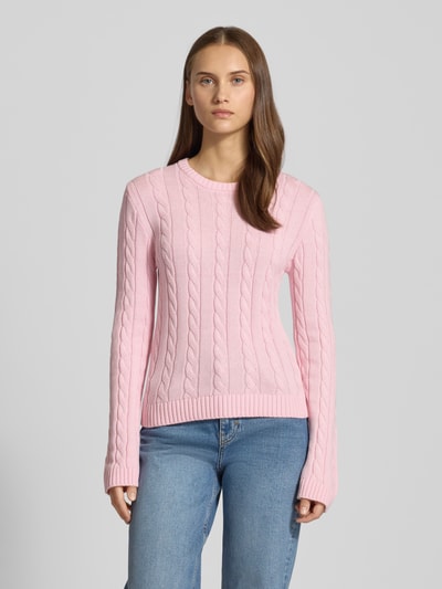 Gina Tricot Strickpullover mit Zopfmuster Rosa 4