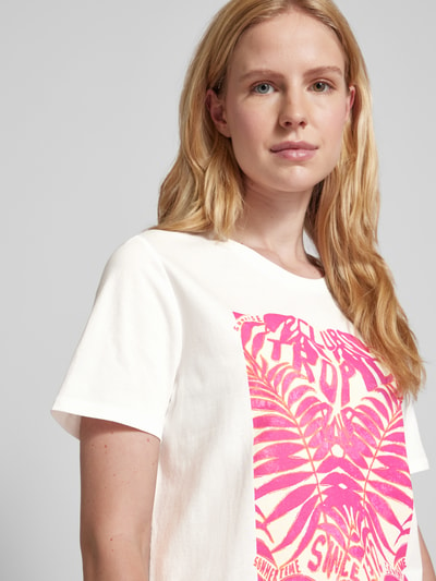 Oui T-Shirt mit Motiv-Print Offwhite 3