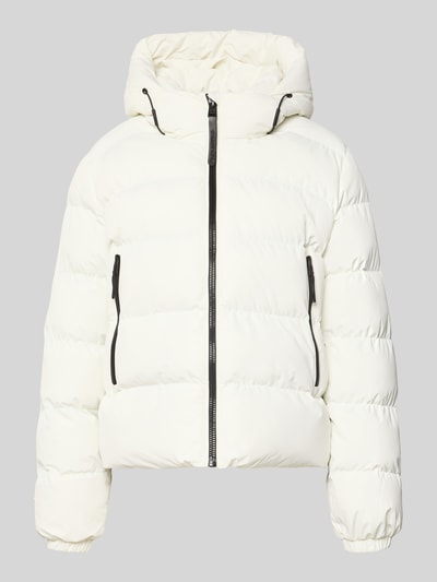 Produktfoto, Regular Fit Jacke in Stepp-Optik von Superdry in Weiß mit Kapuze, Reißverschluss und sichtbaren Steppnähten, Damen Jacke