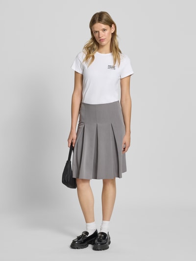 Review Knielange rok met plooien Middengrijs - 1