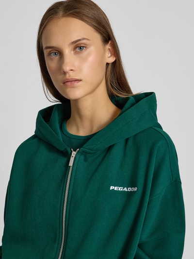 Pegador Bluza rozpinana o kroju oversized z wyhaftowanym logo model ‘Clarita’ Ciemnozielony 3