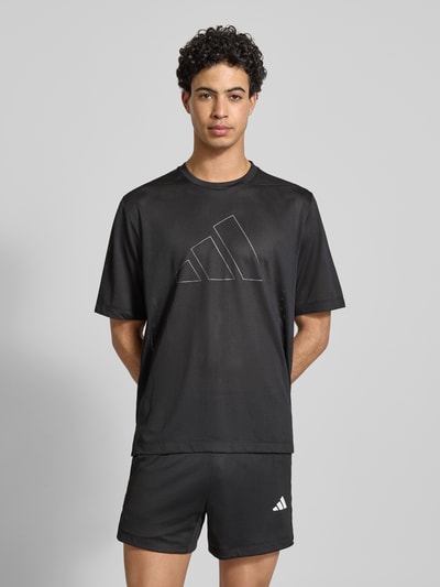 adidas Training T-shirt o kroju regular fit w siateczkowym stylu z nadrukiem z logo Czarny 4