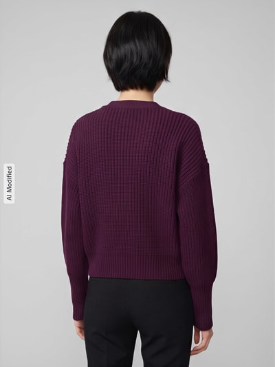 VERO MODA Oversized Strickjacke mit V-Ausschnitt Modell 'LEA' Dunkelrot 5