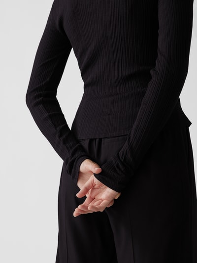 Vince Longsleeve in Ripp-Optik Schwarz 3