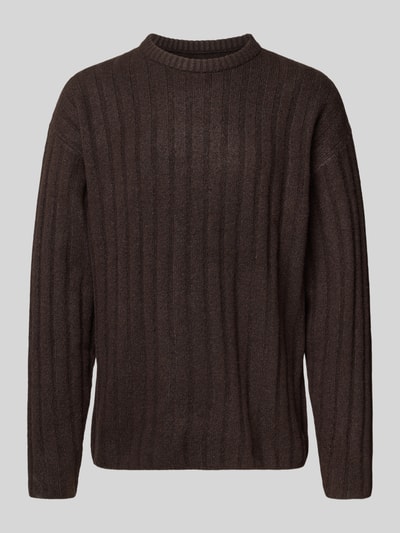 Jack & Jones Gebreide pullover met ribboorden, model 'BRADLEY' Donkerbruin - 2