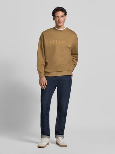 HUGO Regular Fit Sweatshirt aus reiner Baumwolle Modell 'Dinex' Beige 1