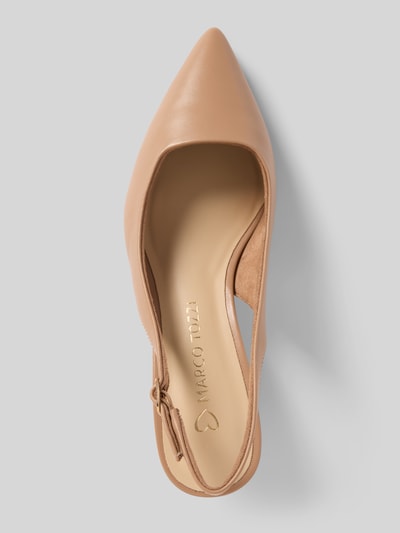 Produktfoto, Pumps mit offener Ferse von Marco Tozzi in Beige, Spitze Passform, Dornschließe, glatte Sohle, Absatzhöhe 5 cm bei Größe 40