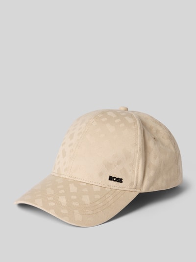 Productfoto, Basecap uit pure katoen model 'ZED-M' van BOSS in effen beige met leo-structuur, twill, logo-applicatie en verstelbare sluiting.