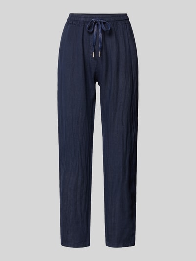 ZABAIONE Regular fit broek linnen broek met tunnelkoord, model 'Pa44uline' Donkerblauw - 2