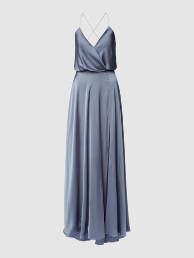 Unique Abendkleid mit V-Ausschnitt Bleu 2