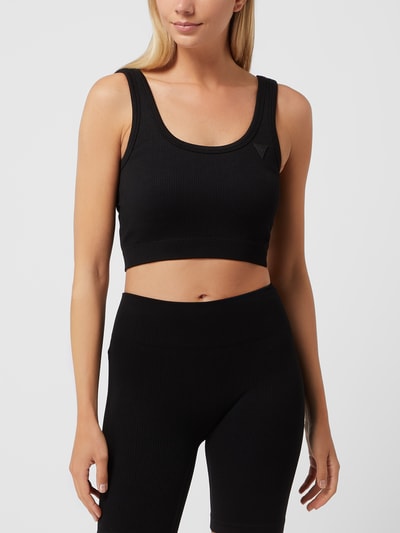 Guess Activewear Krótki top z prążkowaną fakturą  Czarny 4