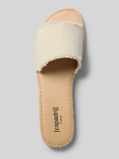 Produktfoto, Sandalette mit Fransen Modell 'PLAGE' von Espadrij, Damen Sandalette in Naturfarben, Abgerundete-Spitze, Schlupfform, Absatzhöhe 2 cm, Strukturmix Textil und Leder