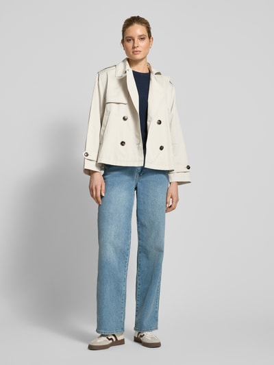 Jake*s Casual Trenchcoat met strookzakken Offwhite - 1