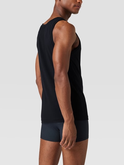 Schiesser Tanktop met geribde ronde hals, model '1 BLACK' Zwart - 4