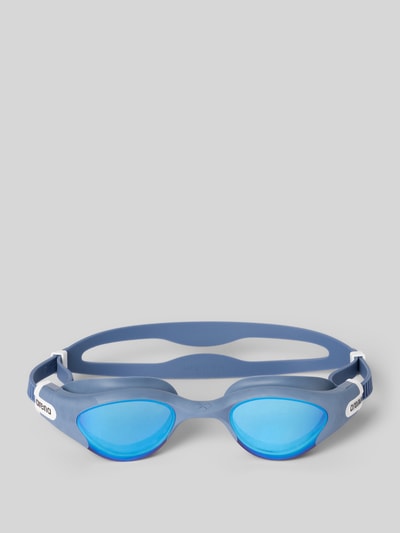 Produktfoto, Taucherbrille mit Orbit-Proof-Technologie von Arena in Blau mit Label-Details, Modell THE ONE PLUS MIRROR, Größenverstellbar