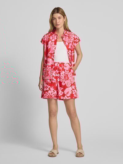 Oui Szorty z czystej bawełny Jasnoczerwony 1