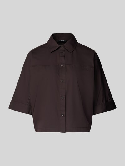 OPUS Bluzka koszulowa o kroju regular fit z rękawem o dł. 1/2 model ‘Freppy’ Czekoladowy 2