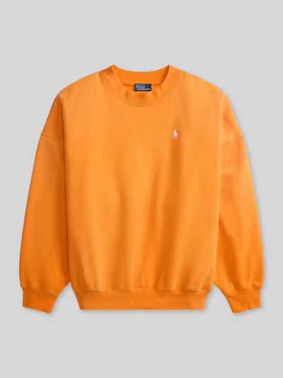 Produktfoto, Oversized Sweatshirt aus Baumwoll-Mix von Polo Ralph Lauren in Orange, unifarben, Logo-Stitching, gerippte Abschlüsse, Sweat-Textur.