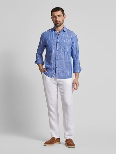 Tom Tailor Denim Relaxed Fit Freizeithemd aus Viskose-Mix mit Leinen Blau 1