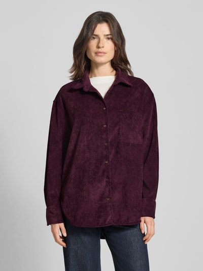 0039 Italy Bluzka koszulowa z listwą guzikową model ‘BETTY’ Bordowy 4