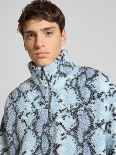 KARL KANI Fleecepullover met opstaande kraag en ritssluiting Zwart - 3