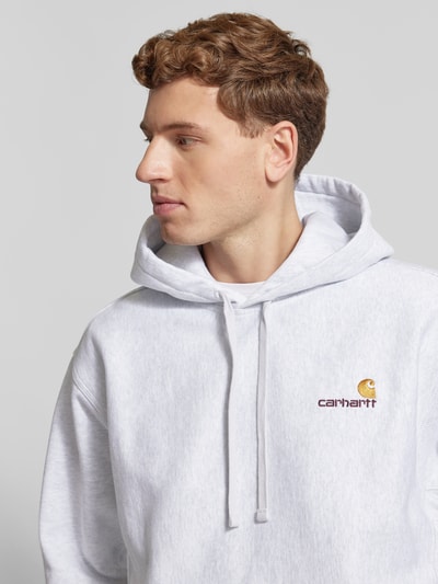 Carhartt Work In Progress Hoodie mit Label-Stitching Modell 'HOODED AMERICAN SCRIPT' Hellgrau Melange 3