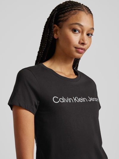 Calvin Klein Jeans T-shirt met labelprint Zwart - 3