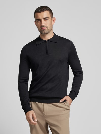 Christian Berg Men Strickpullover mit kurzem Reißverschluss Black 4