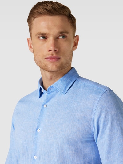 JOOP! Slim fit zakelijk overhemd met kentkraag Marineblauw - 3