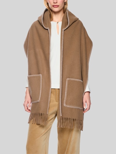 Marc Cain Schal aus Wolle mit Kapuze Camel 4