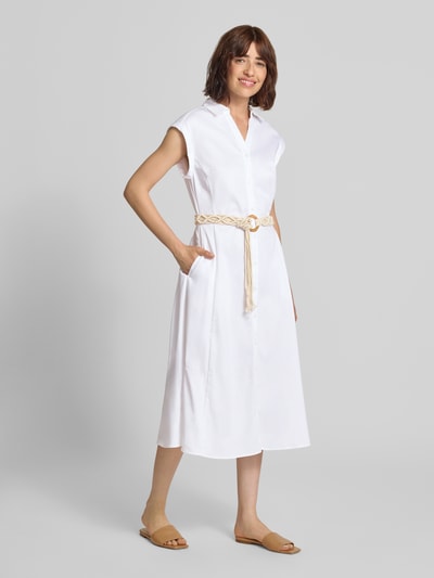 MORE & MORE Hemdblusenkleid mit V-Ausschnitt und Gürtel Weiss 1