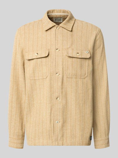 Produktfoto, Relaxed Fit Hemdjacke mit Brusttaschen von Scotch & Soda in Beige mit Allover-Muster, Kentkragen, Knopfleiste, Label-Detail, für Herren