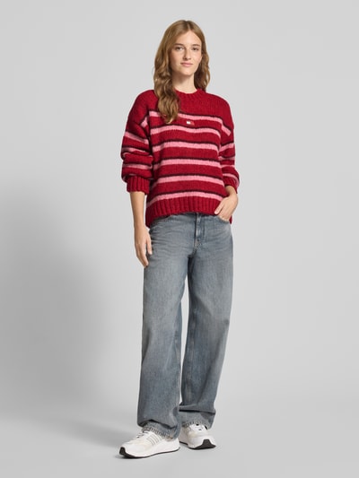 Tommy Jeans Regular fit gebreide pullover met alpaca Bordeaux - 1