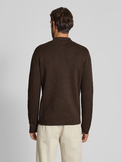 Jack & Jones Premium Strickpullover mit gerippten Abschlüssen Modell 'MILANO' Dunkelbraun Melange 5