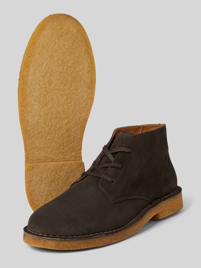 SELECTED HOMME Leren veterschoenen met siernaden, model 'RIGA' Middenbruin - 4