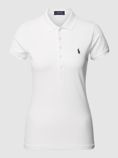 Polo Ralph Lauren Slim fit poloshirt met logostitching, model 'JULIE' Wit - 2