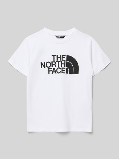 Produktfoto, Regular Fit T-Shirt mit Logo-Print von The North Face, weiß mit schwarzem Print, Rundhalsausschnitt, kurzärmeliges Design