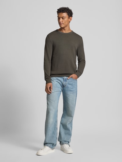 Marc O'Polo Regular fit gebreide pullover van zuiver katoen Kaki - 1