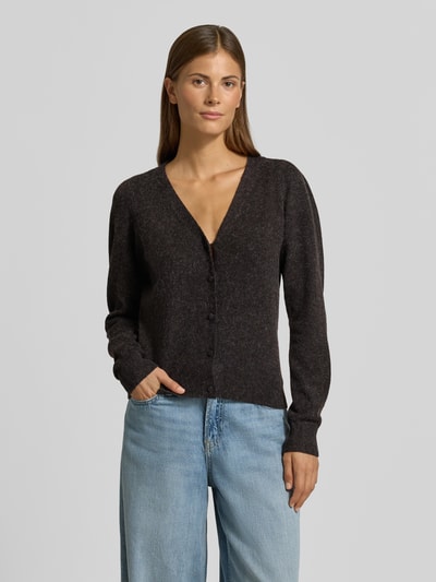 VERO MODA Regular fit gebreid jack met v-hals model 'DOFFY' Chocoladebruin - 4