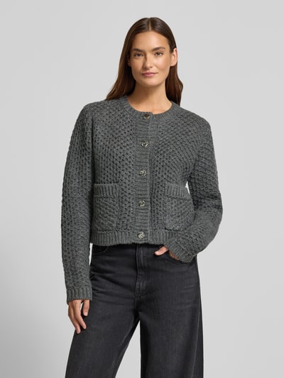 Copenhagen Muse Kurtka z dzianiny z listwą guzikową model ‘COLETTE’ Ciemnoszary melanż 4