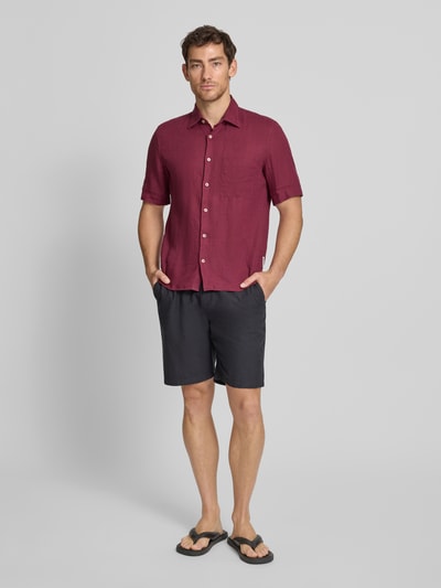Marc O'Polo Regular Fit Freizeithemd aus reinem Leinen Dunkelrot 1