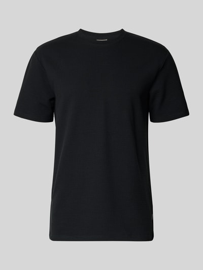 Produktfoto, Regular Fit T-Shirt aus Baumwoll-Mix Modell 'KIAN' von Only & Sons, Optik: Unifarben, Kurzarm, Piqué-Struktur, Schwarz