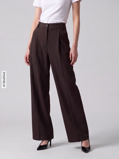VERO MODA Wide leg wijdte broek met viscose, model 'STELLA' Chocoladebruin - 4